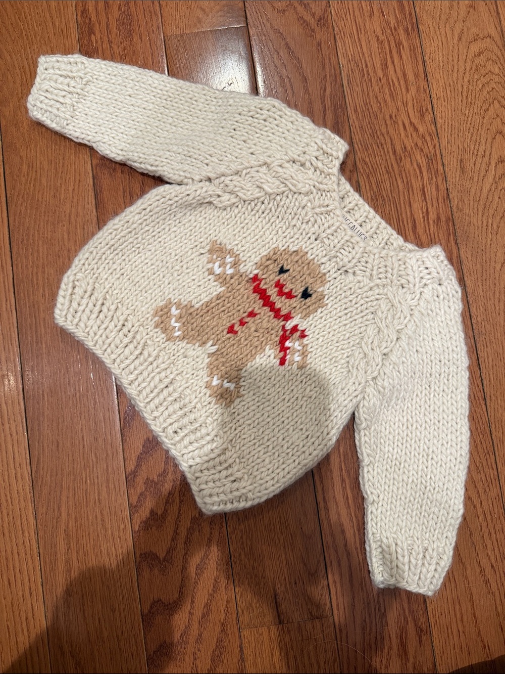 Huggalugs Baby Cream Cable-Knit Sweater with Gingerbread Intarsia